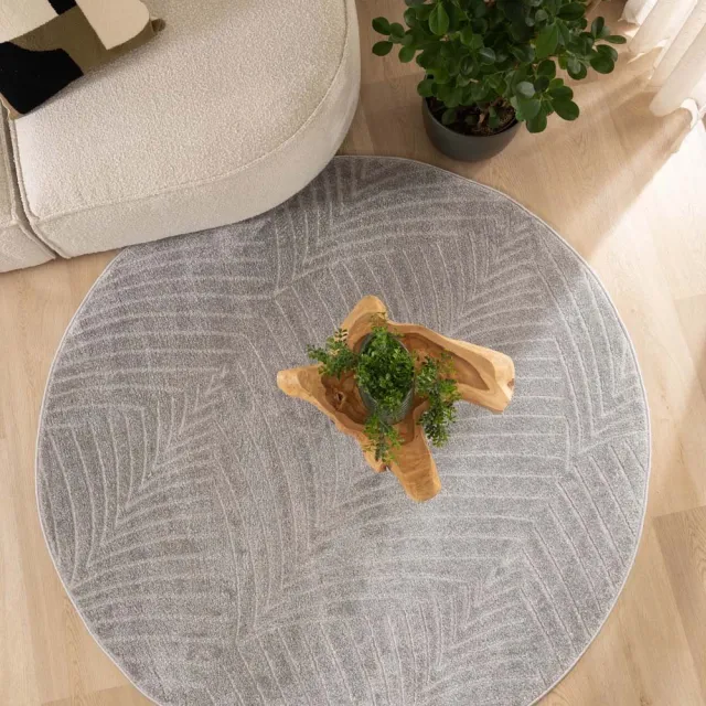 Nordic Weavers Scandinavisch vloerkleed rond - Contour Leaf grijs 160