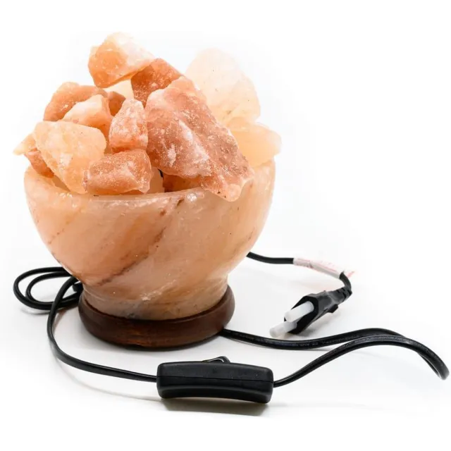 Spiru Himalaya Zoutsteen Lamp Vuurkorf Rond met Ruwe Stukken Oranje