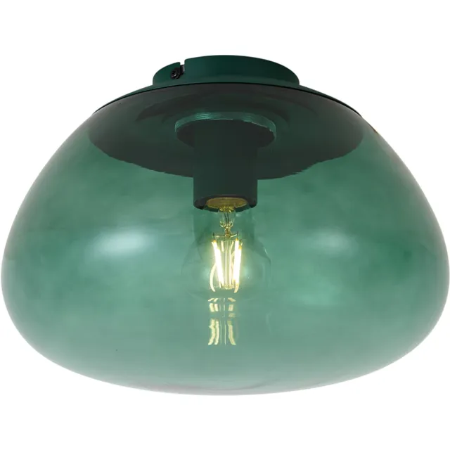 QAZQA retro plafondlamp - Giselle - groen, rond, 30cm, ideaal als hal, slaapkamer en woonkamer lamp