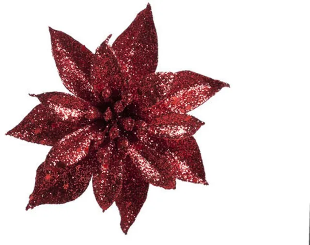 Cosy en Trendy Kerstroos - 8 cm - Glitter - Rood - Kerstversiering - Kerst