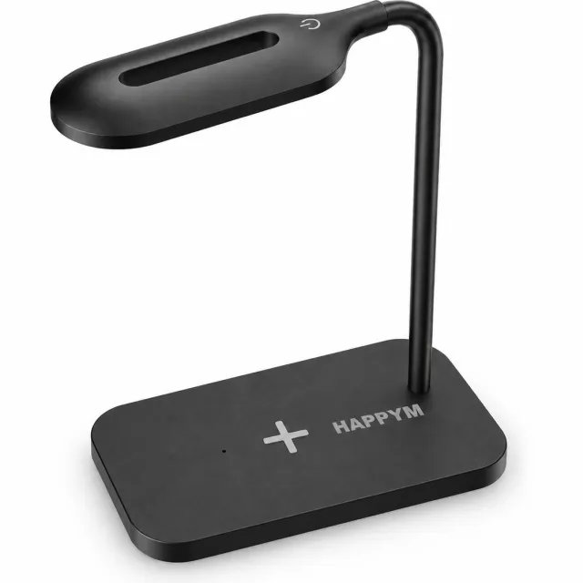 HappyM LED Bureaulamp met Draadloze Oplader - 15W - 3 Lichtstanden Zwart