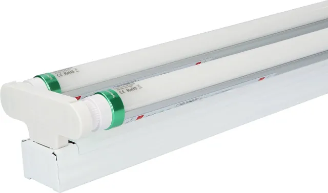 HOFTRONIC LED TL armatuur 150cm dubbel - T8 (G13) - 60 Watt 9600 lumen (160lm/W) - 4000K neutraal wit (840) - Flikkervrij - IP20 Stofdicht Transparant