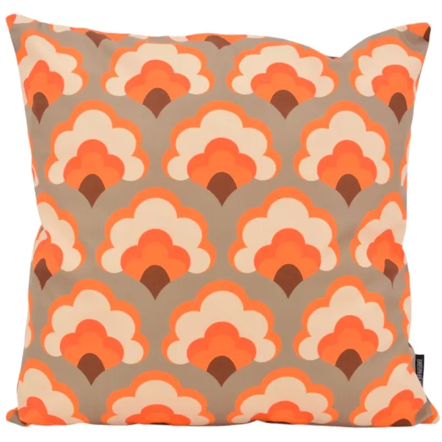 Gek op Kussens! Retro Style #10 Kussenhoes | Katoen / Polyester | 45 x 45 cm Grijs-Oranje