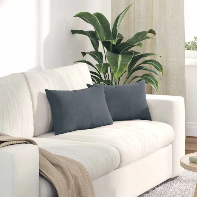 vidaXL Sofa Kussens 2 st fluweel Donkergrijs 50 x 30 cm