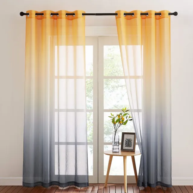Unyqoos ® Elegante Halftransparante Gordijnen met Kleurverloop voor Sfeervolle Woonkamer en Slaapkamer Decoratie geel