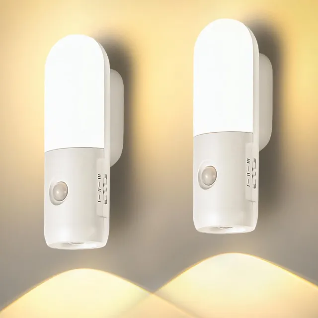 zurabini Oplaadbare Nachtlamp met Bewegingssensor - Draadloze LED Wandlamp - 3 Lichtkleuren & Dimbaar - 2000mAh Batterij - Magnetische Installatie - Automatische Sensorlamp voor Trap, Gang, Badkamer & Slaapkamer - 2 Stuks Wit