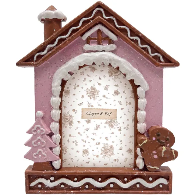 Clayre & Eef Fotolijst Huis Roze Kunststof