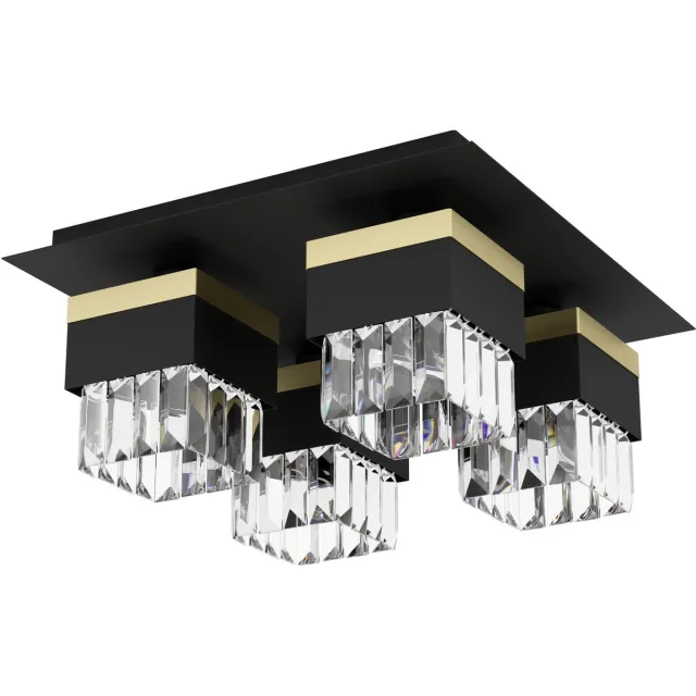 EGLO Barrancas Plafondlamp - E14 - 38 cm - Zwart|Goud Zwart;Goud