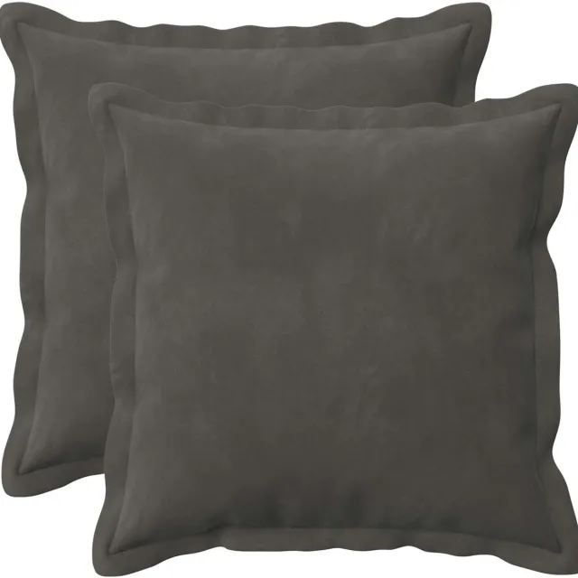 vidaXL Dekenkussen - 2 - st - HOUTEN - Donkergrijs - 30 - x - 30 - cm - fluweel
