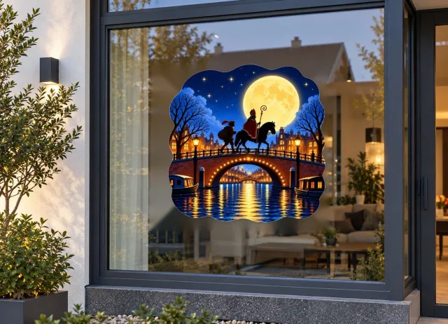 De Stickerman Sinterklaas Raamsticker 75cm Breed Herbruikbaar Weerbestendig (V21) Multi