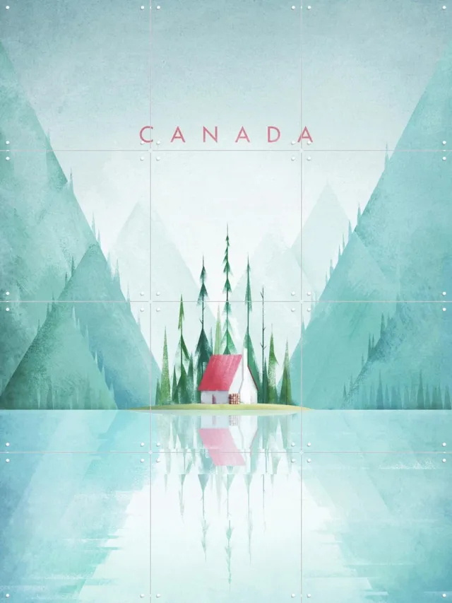 IXXI Canada, Henry Rivers - 60 x 80 cm - Grote wanddecoratie en posters - Geometrische Kunst, Illustraties, Kleurrijk, Minimalisme, Woonkamer, Meer Blauw