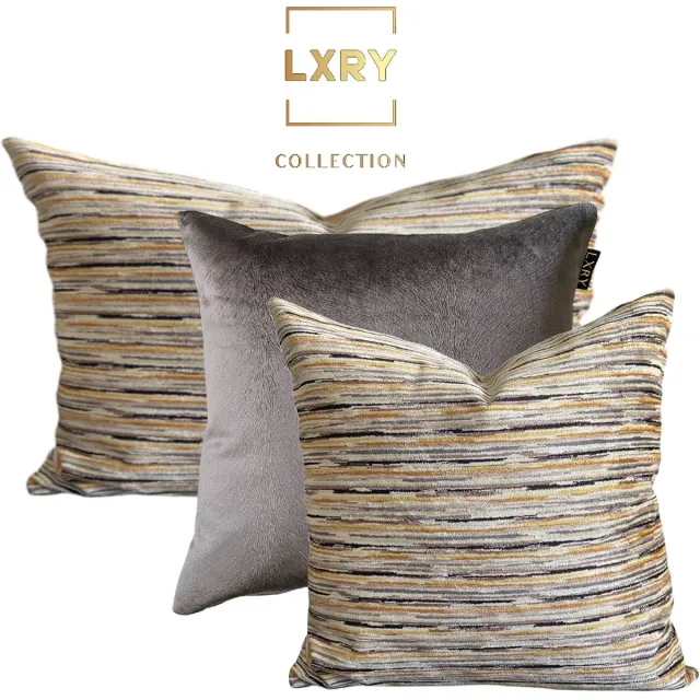 Zippi Design LXRY Set - velvet antraciet met dieren print wit crème geel bruin gestreept - Luxe handgemaakte designkussens met eenden veren vullingen - maten 45x45 cm en 40x60 cm groen