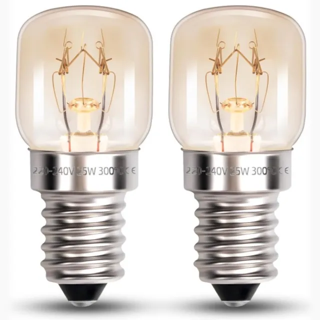 Wakiki Altijd Handig! - 2X Ovenlamp E14 25W 300°C – Hittebestendig – Helder – Voor Oven & Koelkast