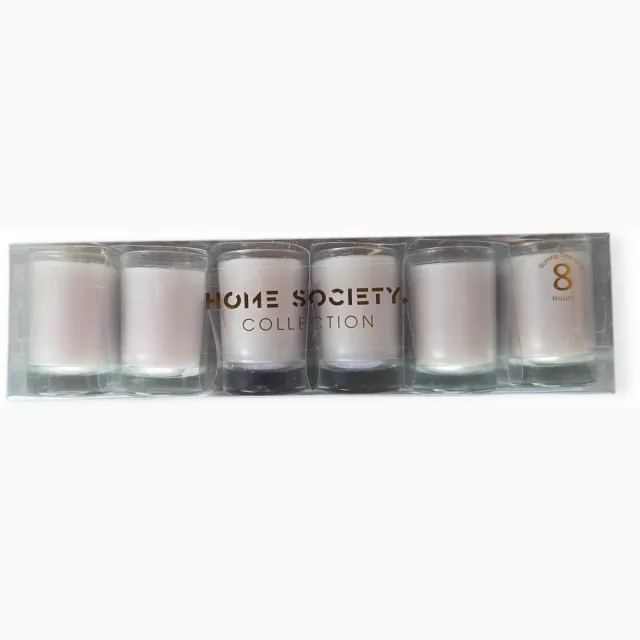 Home Society Votives - 8 uurs - Kaarsjes - Greige - 6 kleine glaasjes