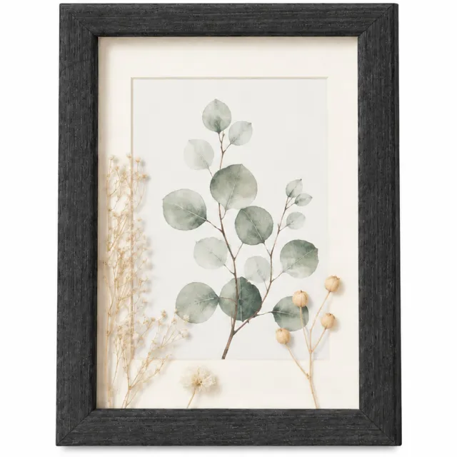 SWGOTA MDF fotolijst met zwarte houtnerf, 5 x 7 inch, met glas en afbeelding