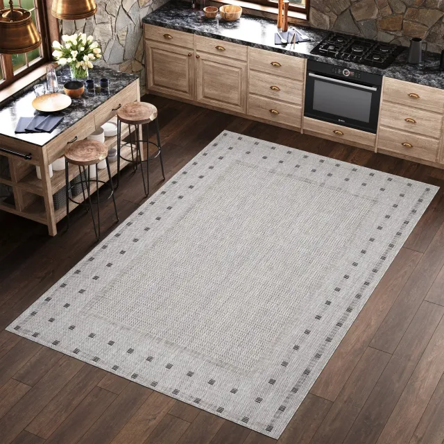 Tapiso Melissa Vloerkleed Grijs Indoor Outdoor Laagpolig Tapijt Maat- 240x330