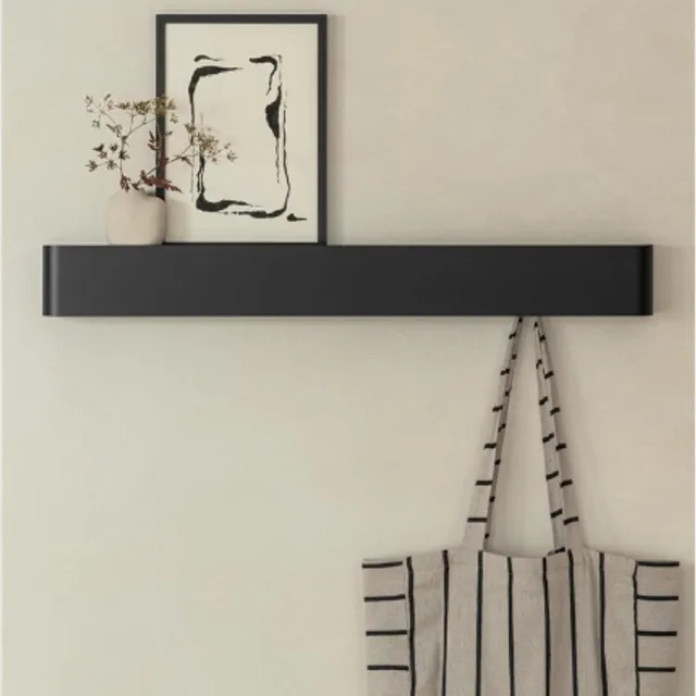 Thuys Kapstok Modern – Wandkapstok – Met Verborgen Haken En Plank – Deurhanger – Robuuste Kledingrail – Zwart