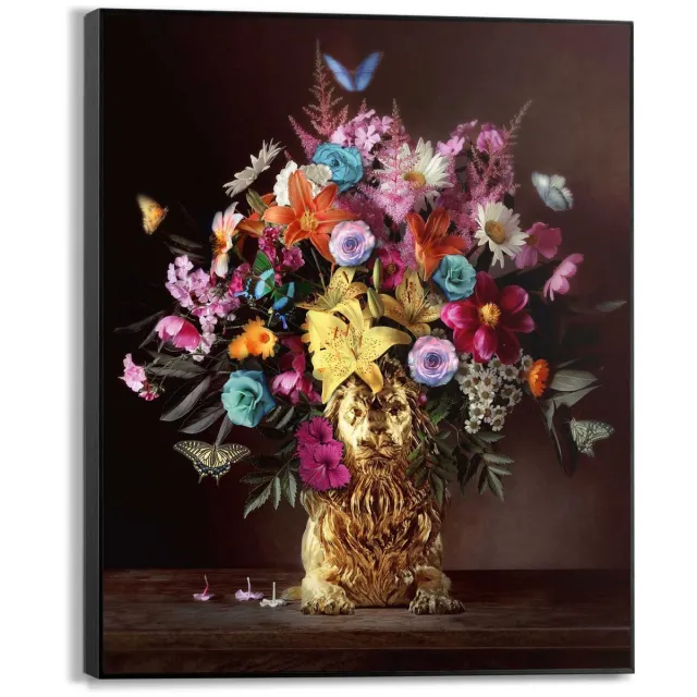 Reinders Schilderij Bloemenleeuw - 50 x 40 - Hout - REINDERS