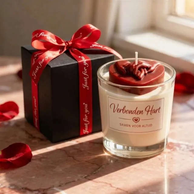 Scentulp Geurkaars: Verbonden Hart – Romantische Geurkaars wit, rood