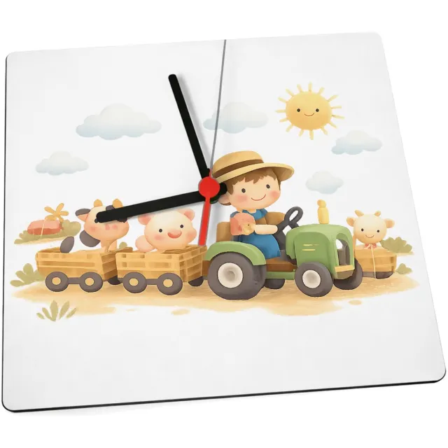 Mr Cadeautjes Klok 19 x 19 - design Drie panelen met een zachte dierlijke reis door de seizoenen | cadeau Wit