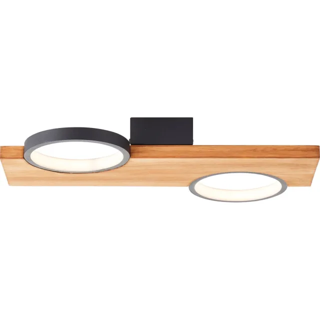 Brilliant Cheesy LED plafondlamp 40x25cm mat zwart/houtbruin 14W geïntegreerde LED
