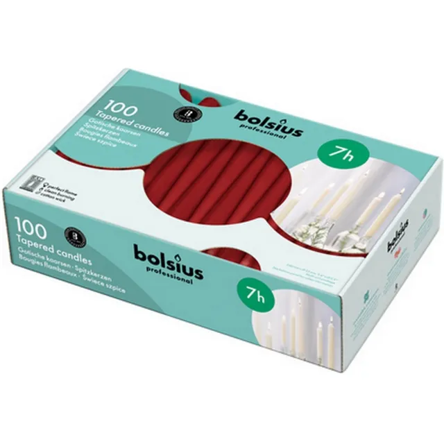 Bolsius 200 stuks Bolsius gotisch wijnrood dinerkaarsen 240/23 (7 uur)