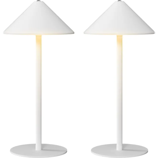 Homcom Oplaadbare LED tafellamp set van 2 - Draadloze sfeerlamp, Dimbare tafellamp, USB oplaadbare lamp - Wit Weiß