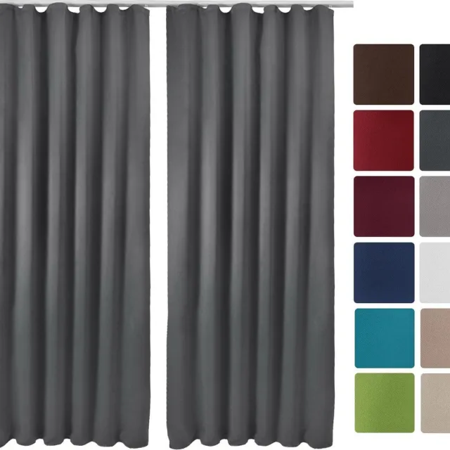 Beautissu Amelie BK - Gordijnen - Verduisterend - Plooiband - Kant en Klaar - 140x245cm - Antraciet - Set van 2