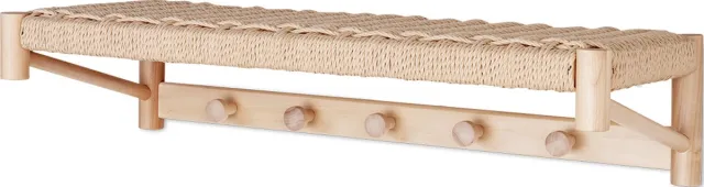 Artichok Loek houten kapstok met geweven plank - 78 x 31 cm Bruin