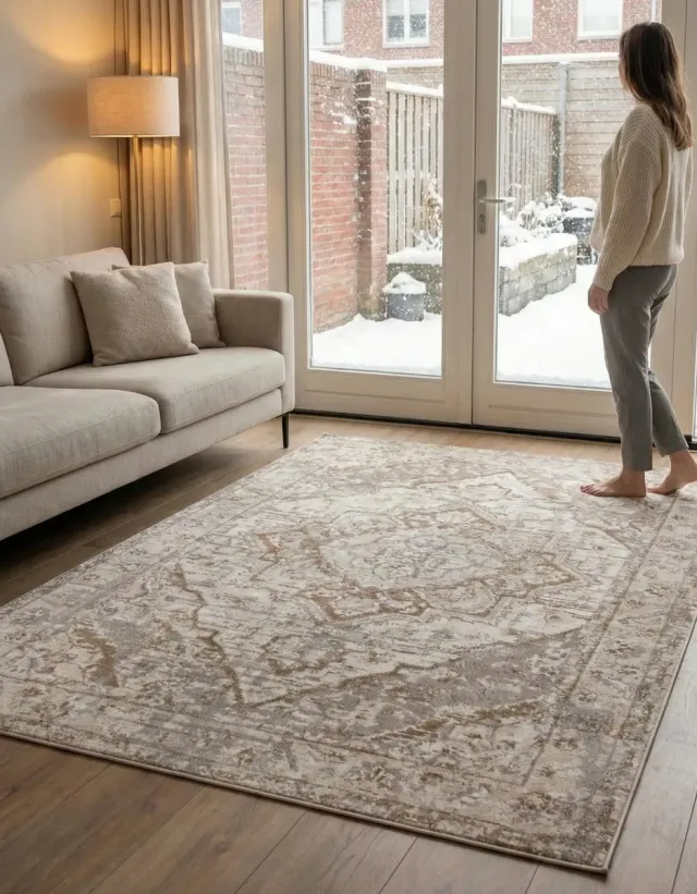 flycarpets Terrain Designer Laagpolig vloerkleed - Crème / Bruin - 80x120 cm Beige