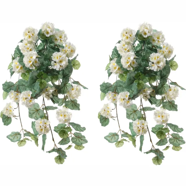 Louis Maes Geranium Kunstbloemen - 2 stuks - wit - L41 cm