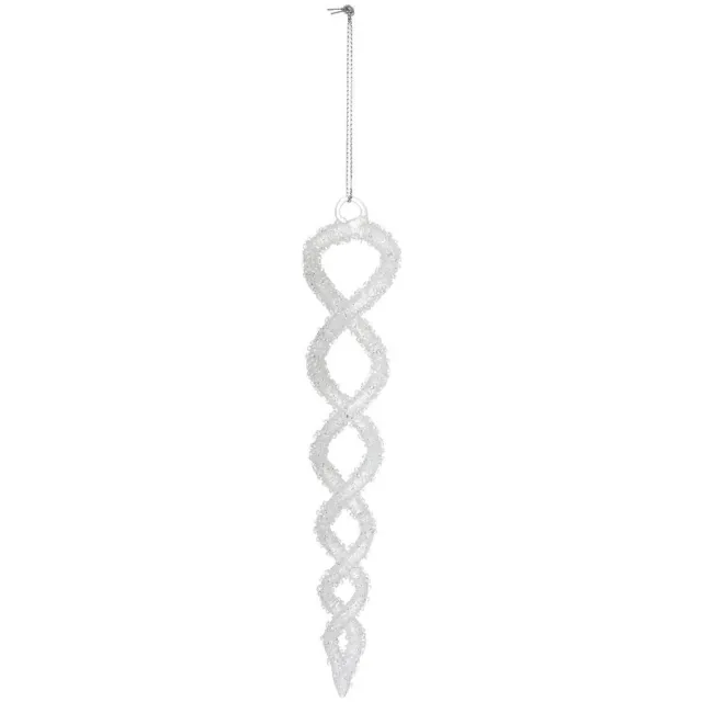 Feeric lights & Christmas Gedraaide dennenboomhanger van glanzend glas, 19 cm Blanc