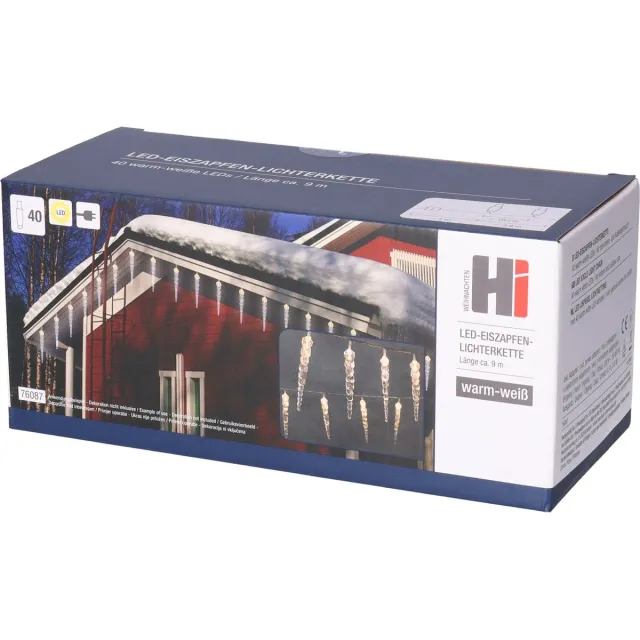 Hi Ijspegelverlichting - 40 led lampjes - warm wit - 400 cm - buiten - lichtsnoer
