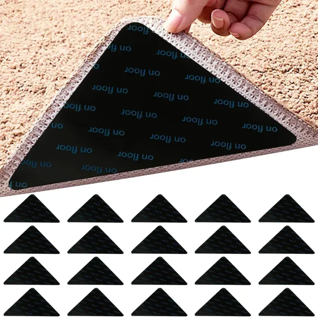 Imperatoris Vloerkleed Stoppers - Anti-krul Hoeken - Tapijt Grijpers - Zelfklevend en Herbruikbaar - Voorkomt Uitglijden - Set van 20 - Zwart - 14 x 10 cm Zwarte