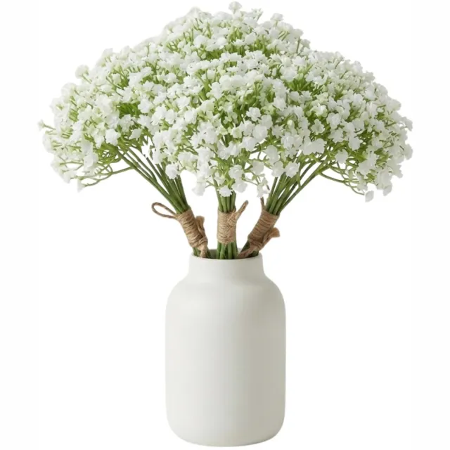 Bellatio Design Kunstbloemen boeket Gipskruid - 3x - 33 cm - wit - kunst zijdebloemen - Gypsophila