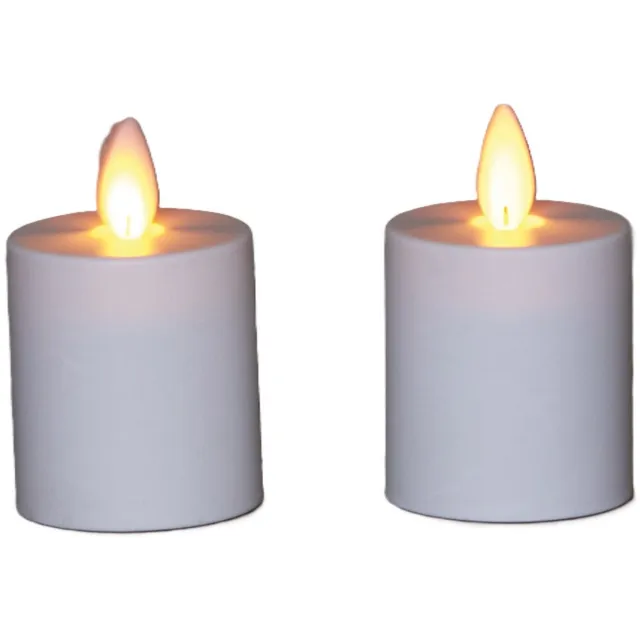 Anna's Collection LED kaarsen - 2x - wit - H8 cm - bewegende vlam - batterijkaarsen - waxinelichtjes - theekaarsen