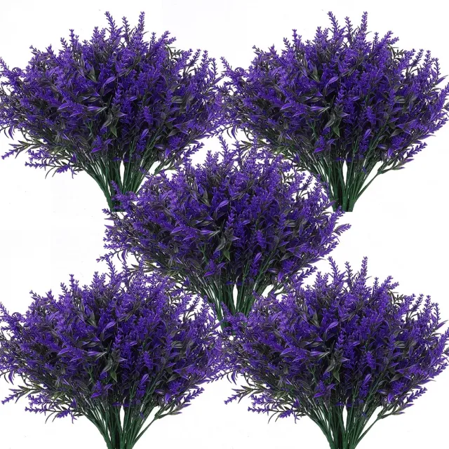 Flintry 10 stuks kunstlavendel voor buiten – UV-bestendige nepbloemen – Voor hangpotten, tuin & thuisdecoratie – Geen onderhoud – Paars Paars-10pcs
