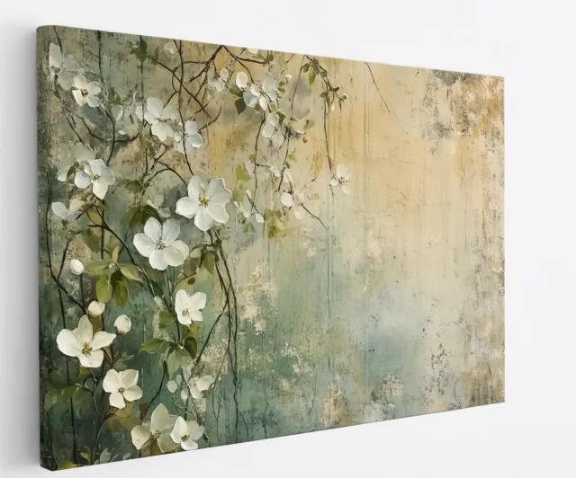 Saammp Canvas Schilderij - Vintage - Natuur - Bloemen - 70x50 - Foto op canvas - Wanddecoratie - Muurdecoratie Woonkamer - Kantoor Decoratie Multicolor