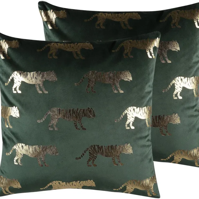 Beliani BLUEBELL - Sierkussen set van 2 - Donkergroen - 45 x 45 cm - Fluweel