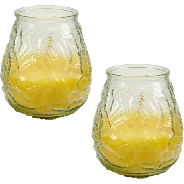 Arte r Geurkaars citronella - 2 x - in windlicht - glas - 10 cm - citrusgeur Geel