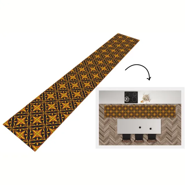 KitchenYeah Keukenloper - Keukenmat - Patronen - Kerst - Goud - 360x60 cm - Keuken vloerkleed Multicolor
