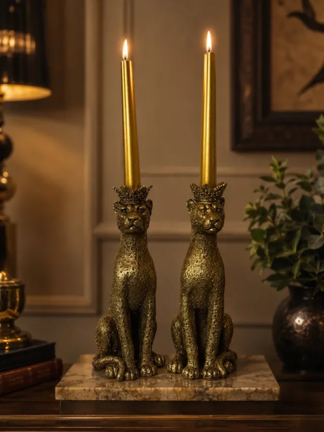panter gouden panter kandelaar