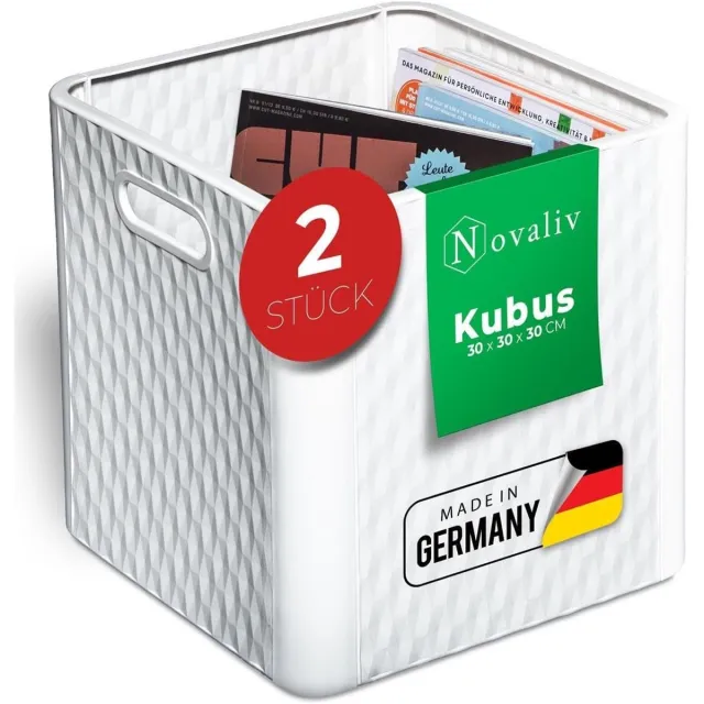 Novaliv 2X Box 30x30x30 cm Witte dozen voor Kallax Plankmanden 30x30 Opbergdoos Plank als kastdozen Ideaal als dozen voor Kallax Plank Vouwdozen 30x30x30 cm Vouwdoos 30x30 als Kallax-dozen
