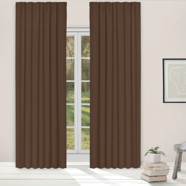 Light Guard 1x kant-en-klaar gordijn - verduisterend - isolerend - geluiddempend - met haken voor gordijnrail - 140x280cm - espresso bruin