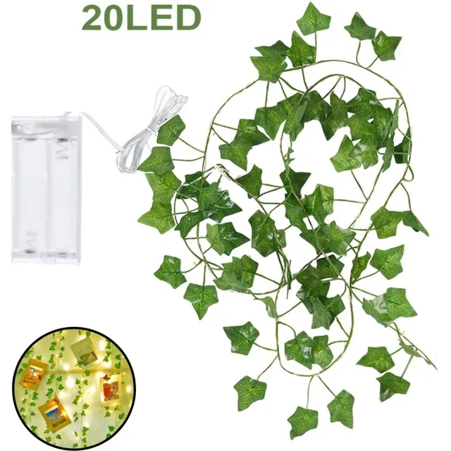Bovista Klimop Slinger - Met Led Lichtjes - Met Lichtjes - Klimop Kunstplant - Hangplant Kunstplanten - Fairy Lights - String Lights - Bedroom - Nep Klimop - 2 Meter