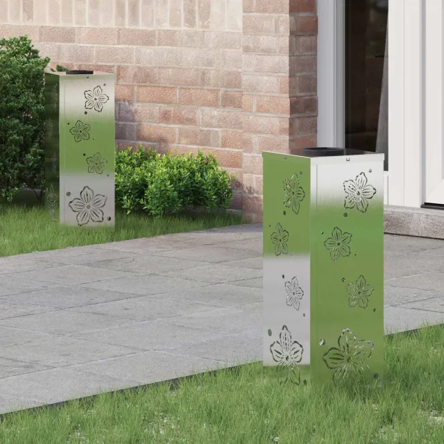 vidaXL Solar LED Pad Licht 2 st Warmwit 18 x 18 x 50 cm Zilver