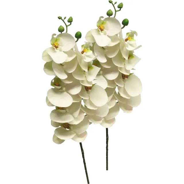 Bellatio Design Kunstbloem Orchidee Bora - 3x - wit - 77 cm - losse steel - kunst zijdebloem