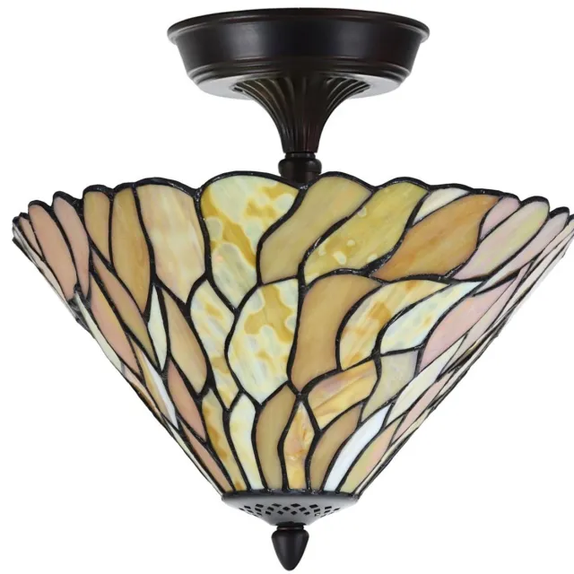 Coloured by Art Tiffany Verlengde Plafonnière Jade Ø 33 - Art Deco Trade Zwart
