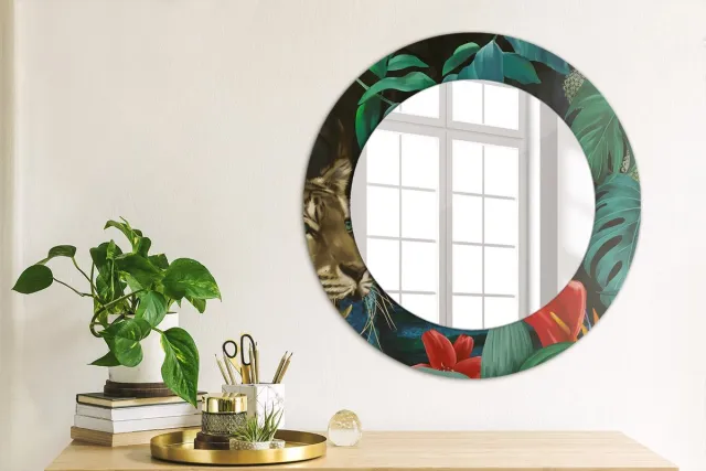 Coloray Bedrukte Spiegel - Vintage jungle Spiegel Met Decoratie - 50 cm - Groente Bedrukte Spiegel - Spiegel Met Decoratie - Spiegel Lijst Met Print - Spiegel Met Print Groente Vintage jungle