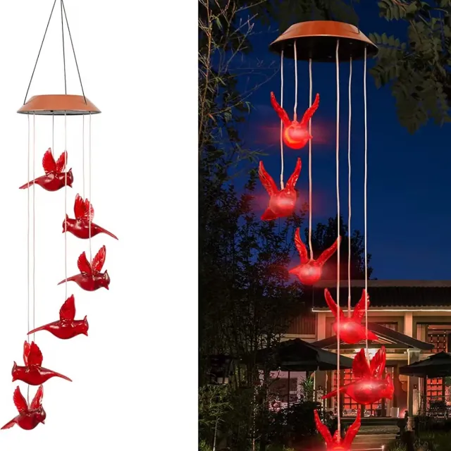 Dailyiled kuifmees solar verlichting - led - multicolor - sfeerverlichting - windgong Rood